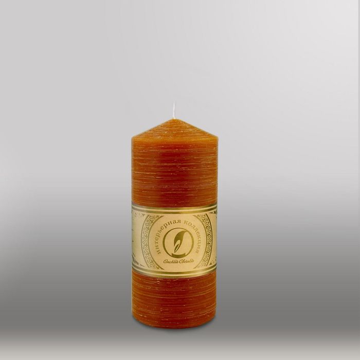 Свеча цилиндр с конусом "Рельеф", 70x150мм,  коричневый