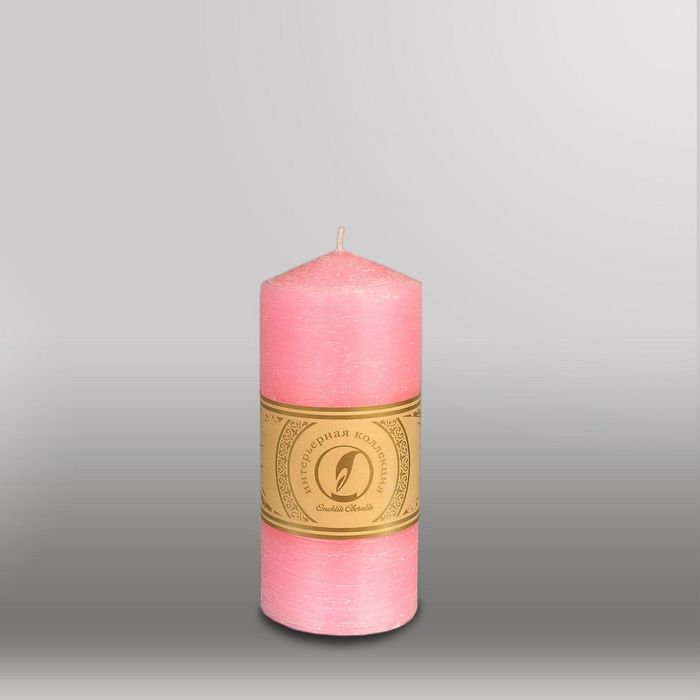 Свеча цилиндр с конусом "Рельеф", 70x150мм,  розовый