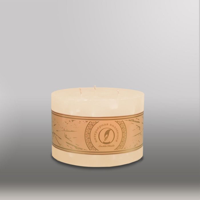 Свеча цилиндр "Мрамор", 150x105мм,  3 фитиля кремовый