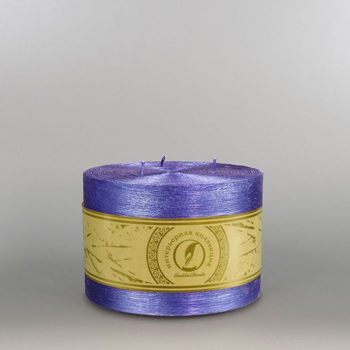 Свеча цилиндр "Металлик", 150x105мм,  3 фитиля темно-фиолетовый