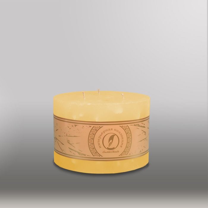 Свеча цилиндр "Мрамор", 150x105мм,  3 фитиля желтый