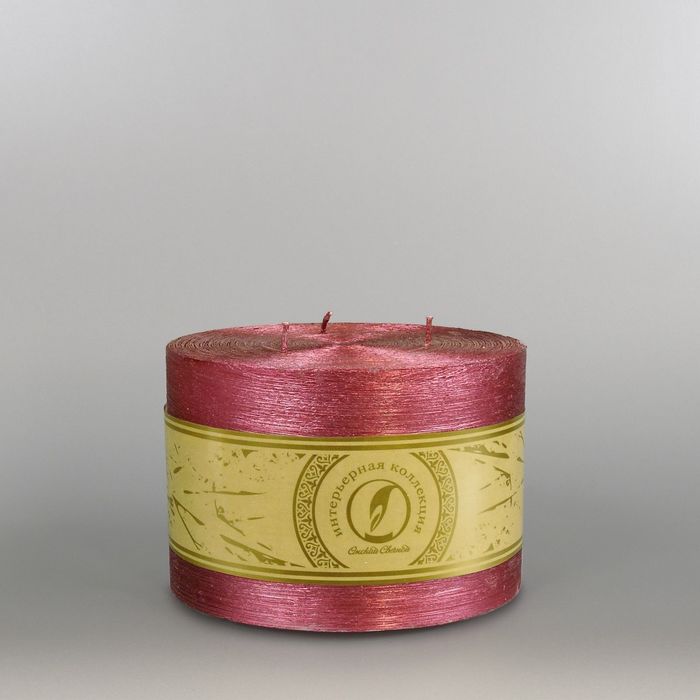 Свеча цилиндр "Металлик", 150x105мм,  3 фитиля рубин