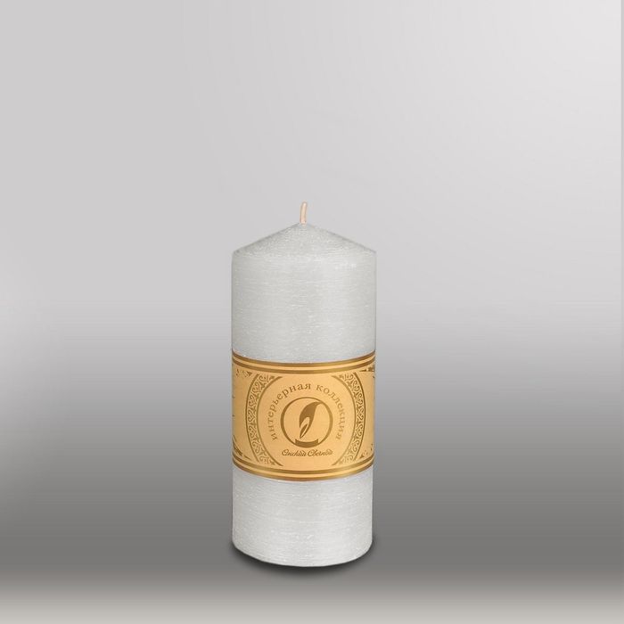 Свеча цилиндр с конусом "Рельеф", 70x150мм,  дымчато-голубой