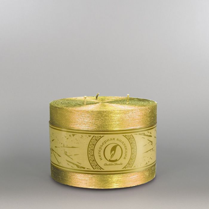 Свеча цилиндр "Металлик", 150x105мм,  3 фитиля золото