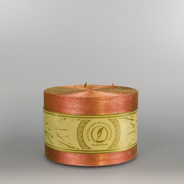 Свеча цилиндр "Металлик", 150x105мм,  3 фитиля бронза