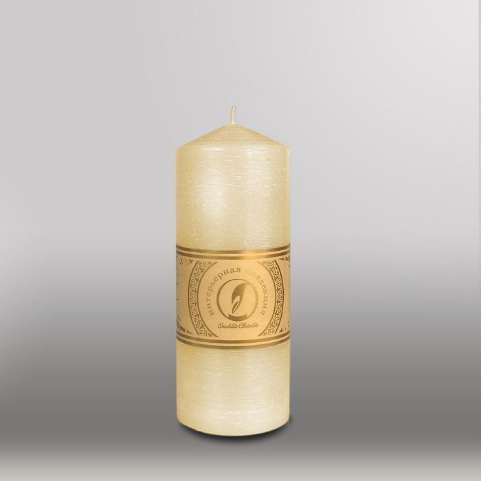 Свеча цилиндр с конусом "Рельеф", 70x200мм,  кремовый