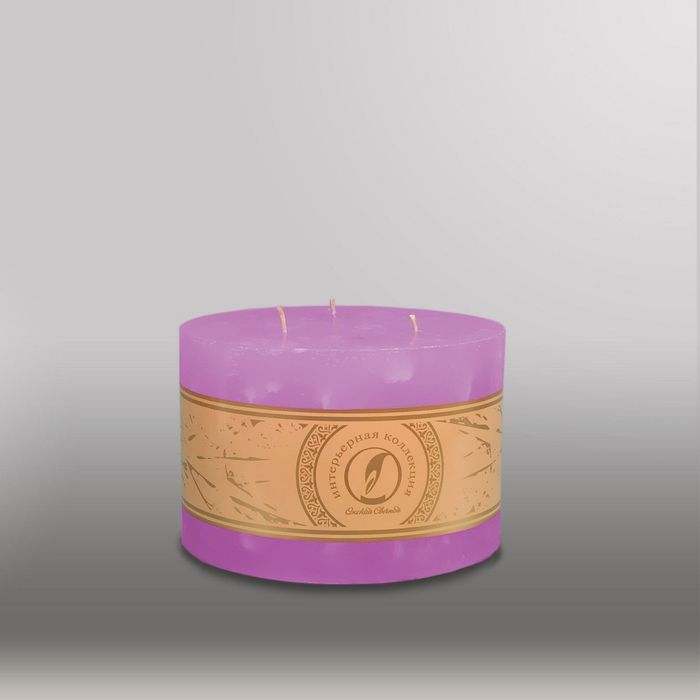 Свеча цилиндр "Мрамор", 150x105мм,  3 фитиля сиреневый