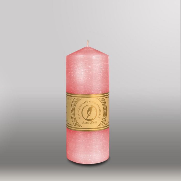 Свеча цилиндр с конусом "Рельеф", 70x200мм,  розовый