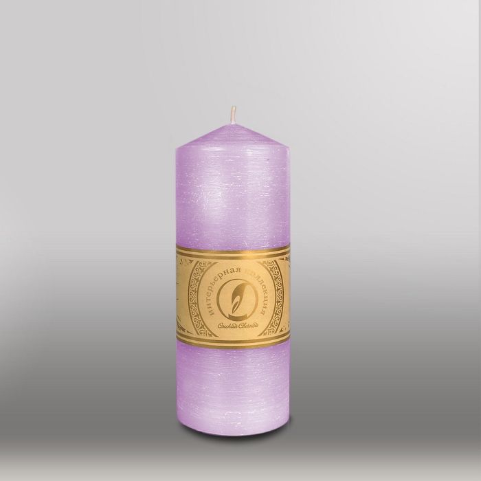 Свеча цилиндр с конусом "Рельеф", 70x200мм,  сиреневый