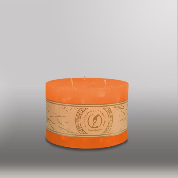 Свеча цилиндр "Мрамор", 150x105мм,  3 фитиля облепиховый