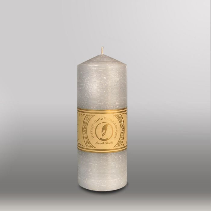 Свеча цилиндр с конусом "Рельеф", 70x200мм,  дымчато-голубой