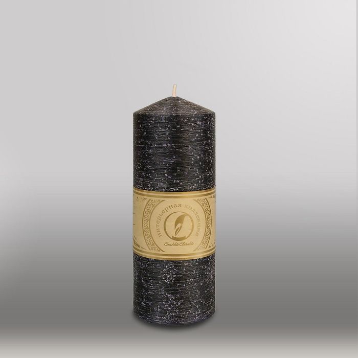 Свеча цилиндр с конусом "Рельеф", 70x200мм,  черный
