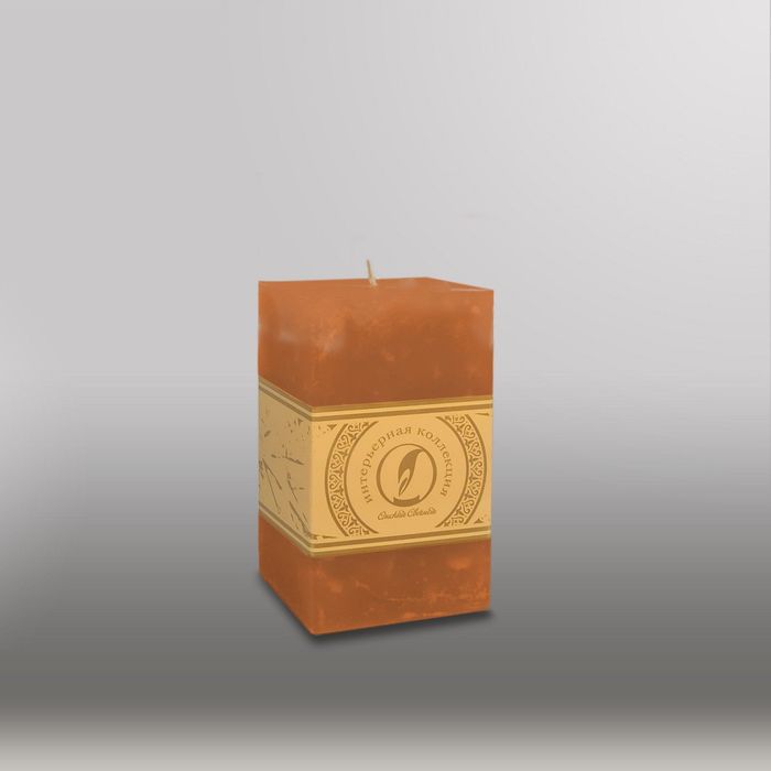 Свеча квадратная призма "Мрамор", "Металлик", 75х75х125мм, мм,  коричневый