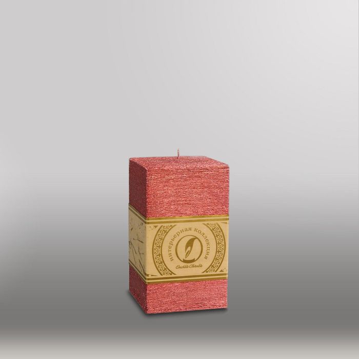 Свеча квадратная призма "Металлик", 75х75х125мм,  рубин