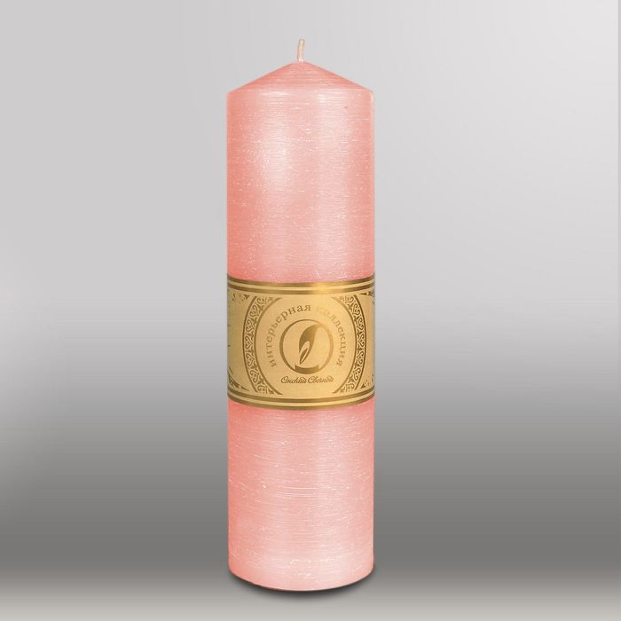 Свеча цилиндр с конусом "Рельеф", 70x250мм,  розовый