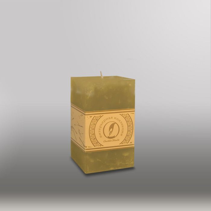 Свеча квадратная призма "Мрамор", "Металлик", 75х75х125мм, мм,  оливковый