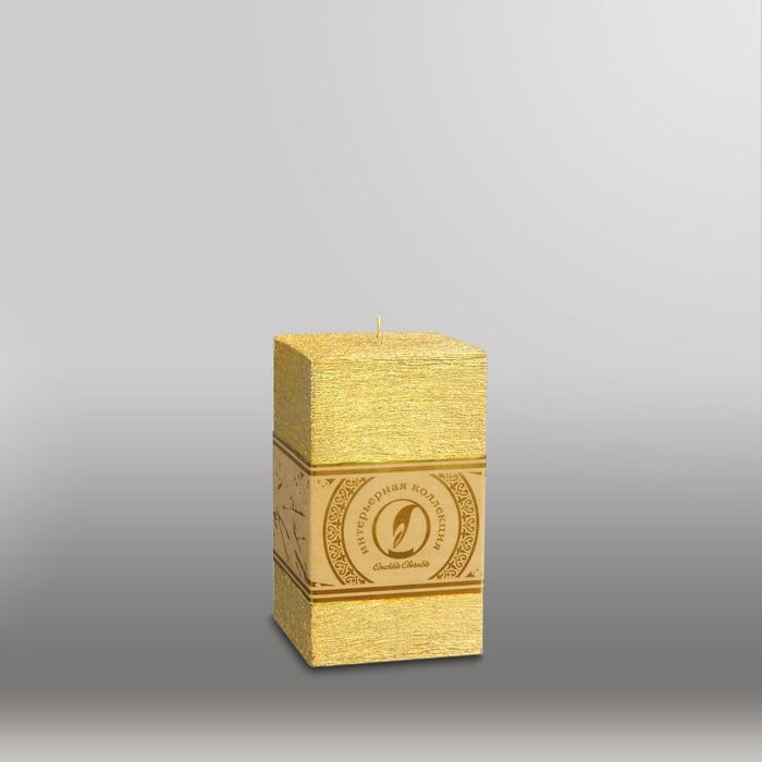 Свеча квадратная призма "Металлик", 75х75х125мм,  золото