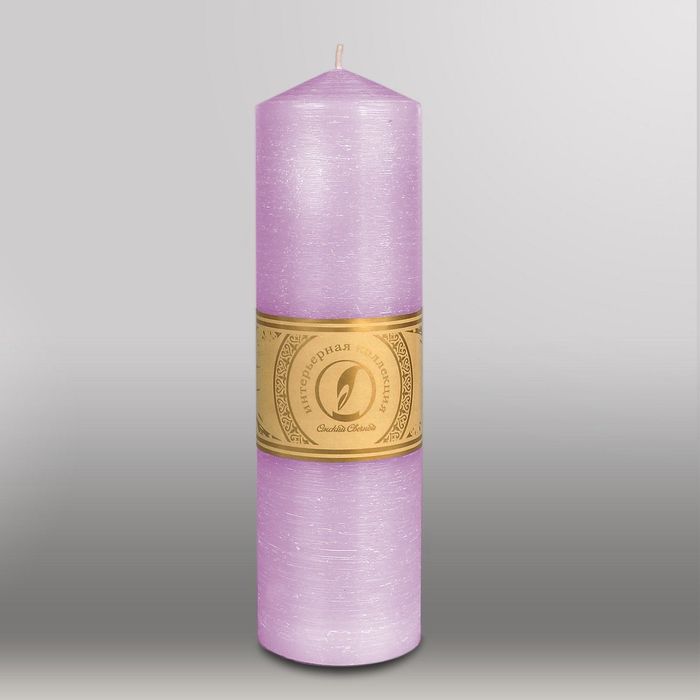 Свеча цилиндр с конусом "Рельеф", 70x250мм,  сиреневый