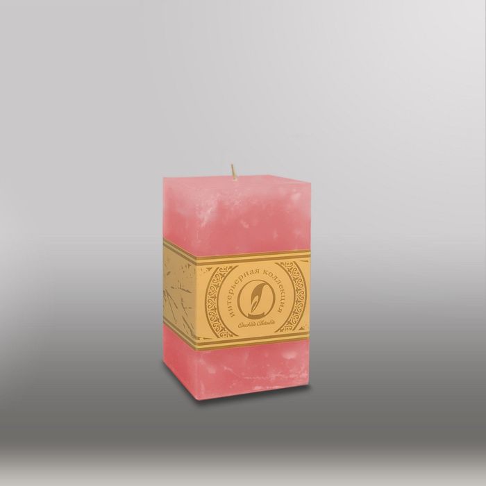 Свеча квадратная призма "Мрамор", "Металлик", 75х75х125мм, мм,  розовый