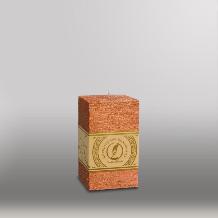 Свеча квадратная призма "Металлик", 75х75х125мм,  бронза