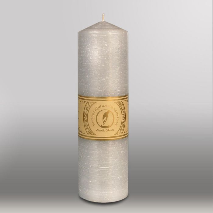 Свеча цилиндр с конусом "Рельеф", 70x250мм,  дымчато-голубой