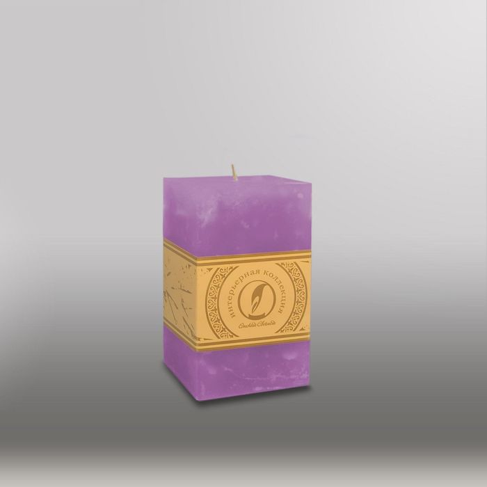 Свеча квадратная призма "Мрамор", "Металлик", 75х75х125мм, мм,  сиреневый