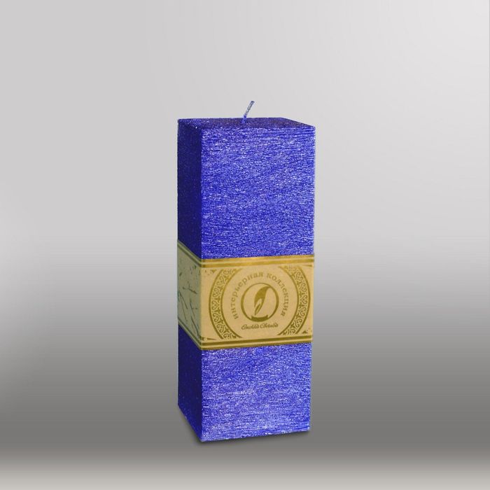 Свеча квадратная призма "Металлик", 75х75х205мм,  темно-фиолетовый