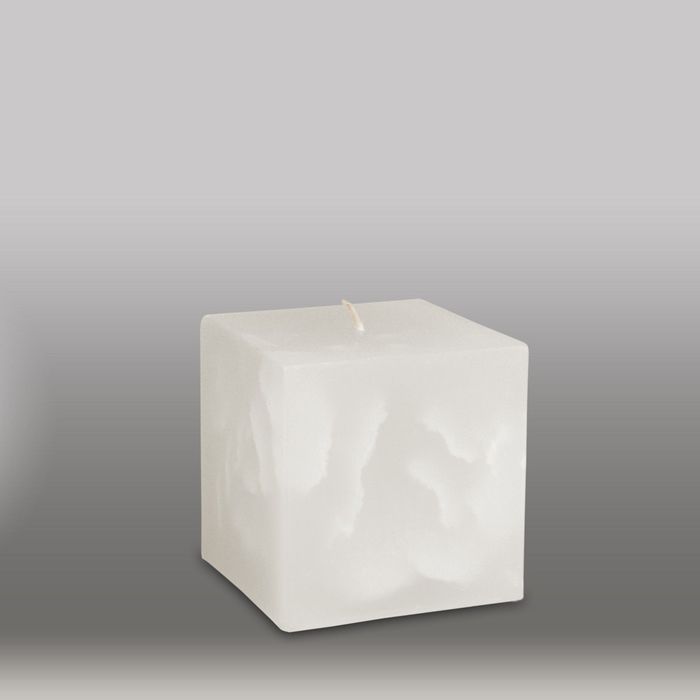 Свеча куб "Мрамор", 75мм,  белый
