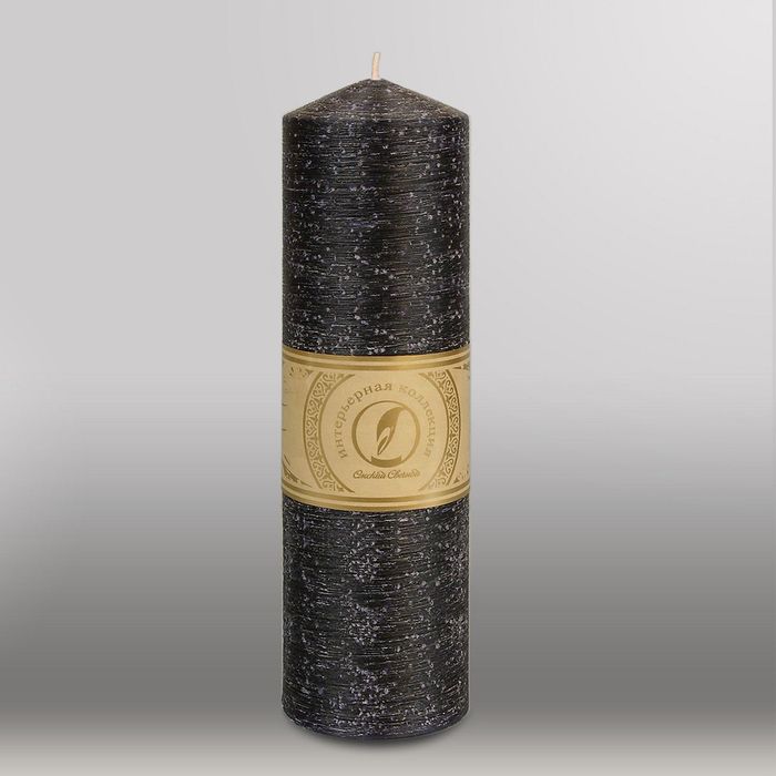 Свеча цилиндр с конусом "Рельеф", 70x250мм,  черный