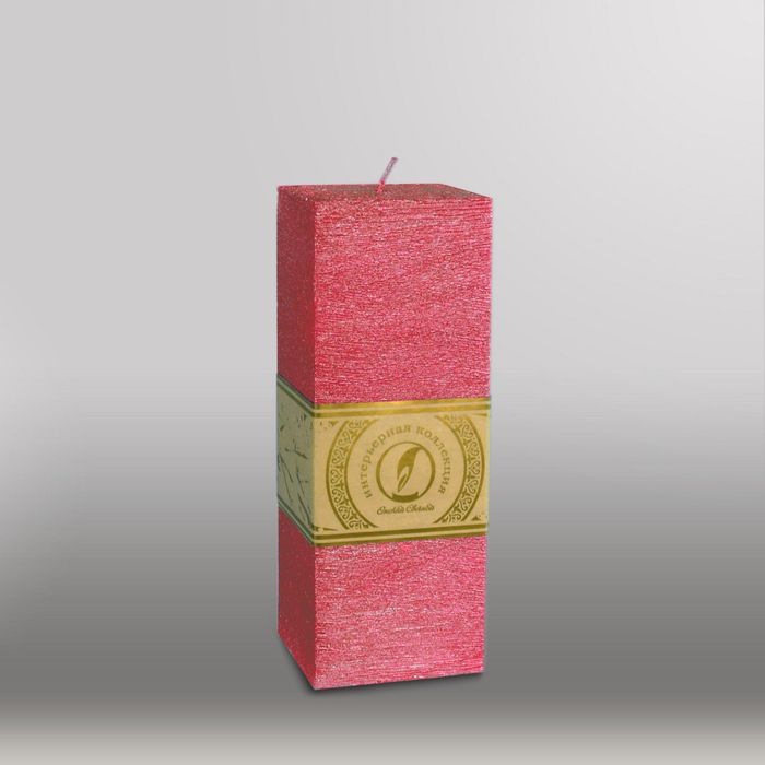 Свеча квадратная призма "Металлик", 75х75х205мм,  рубин