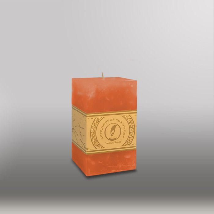 Свеча квадратная призма "Мрамор", "Металлик", 75х75х125мм, мм,  облепиховый