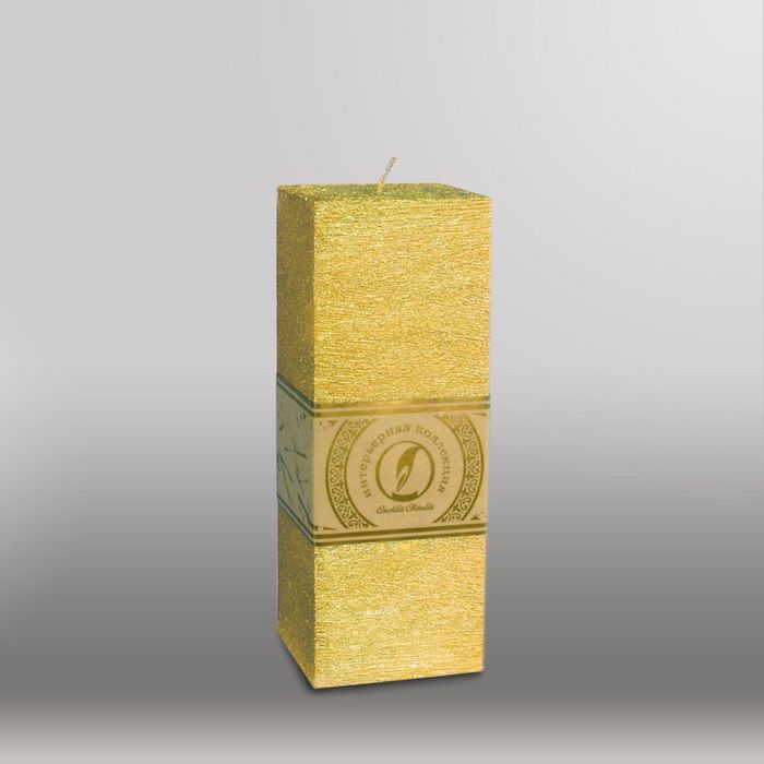 Свеча квадратная призма "Металлик", 75х75х205мм,  золото