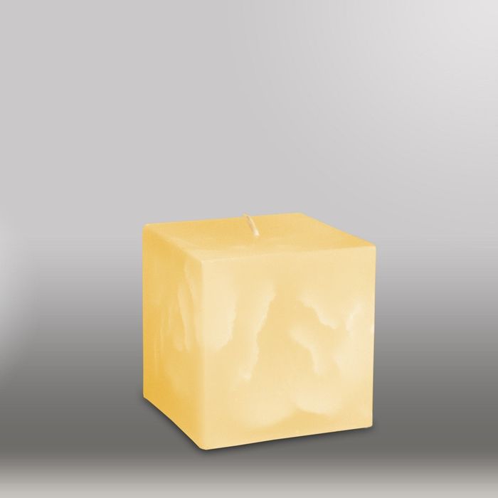 Свеча куб "Мрамор", 75мм,  желтый