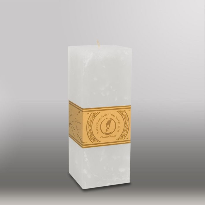 Свеча квадратная призма "Мрамор", 75х75х205мм,  белый