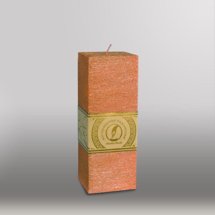 Свеча квадратная призма "Металлик", 75х75х205мм,  бронза