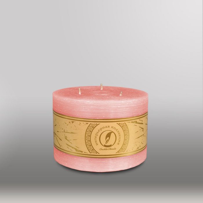 Свеча цилиндр "Рельеф", 150x105мм,  3 фитиля розовый