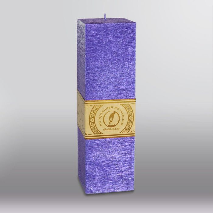 Свеча квадратная призма "Металлик", 75х75х250мм,  темно-фиолетовый