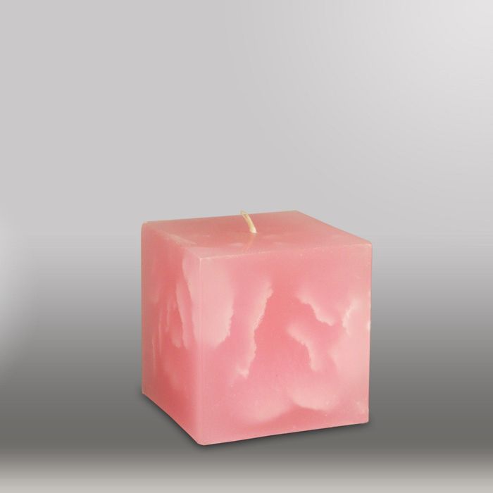Свеча куб "Мрамор", 75мм,  розовый