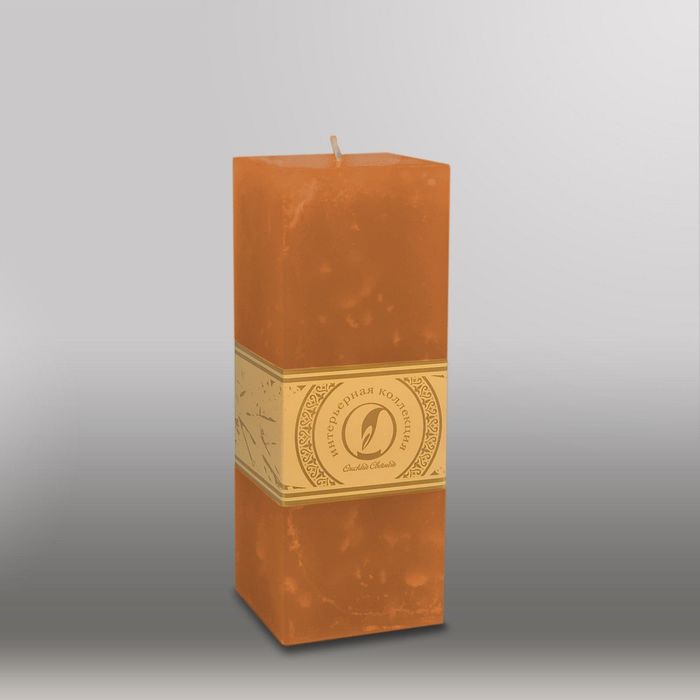 Свеча квадратная призма "Мрамор", 75х75х205мм,  коричневый