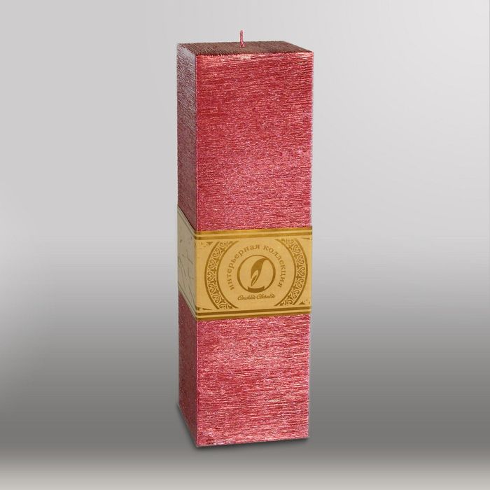 Свеча квадратная призма "Металлик", 75х75х250мм,  рубин