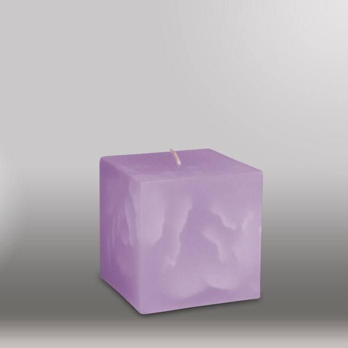 Свеча куб "Мрамор", 75мм,  сиреневый