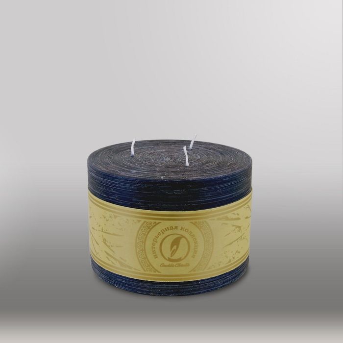 Свеча цилиндр "Рельеф", 150x105мм,  3 фитиля черный