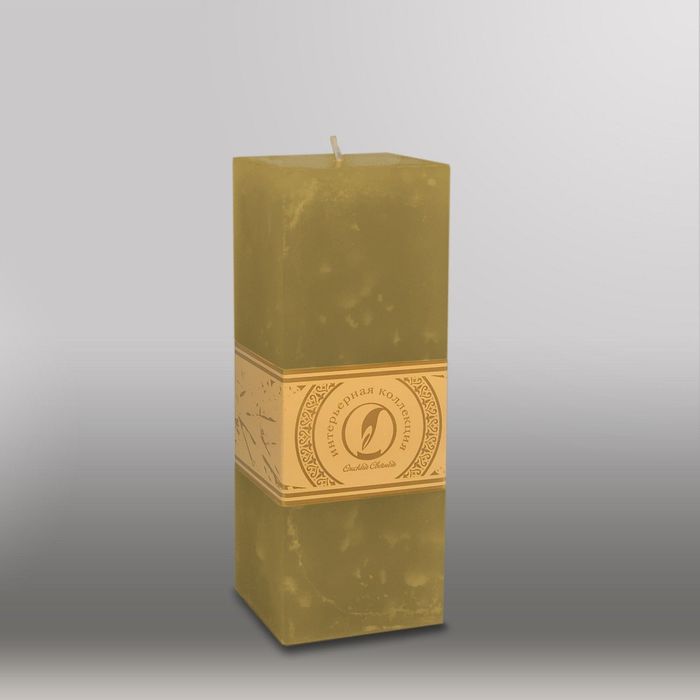 Свеча квадратная призма "Мрамор", 75х75х205мм,  оливковый