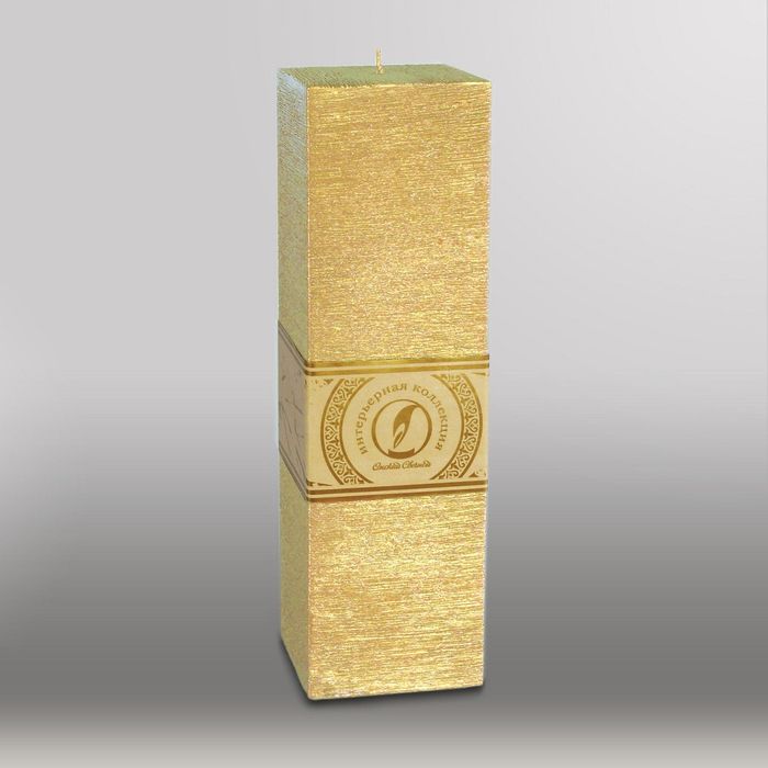 Свеча квадратная призма "Металлик", 75х75х250мм,  золото