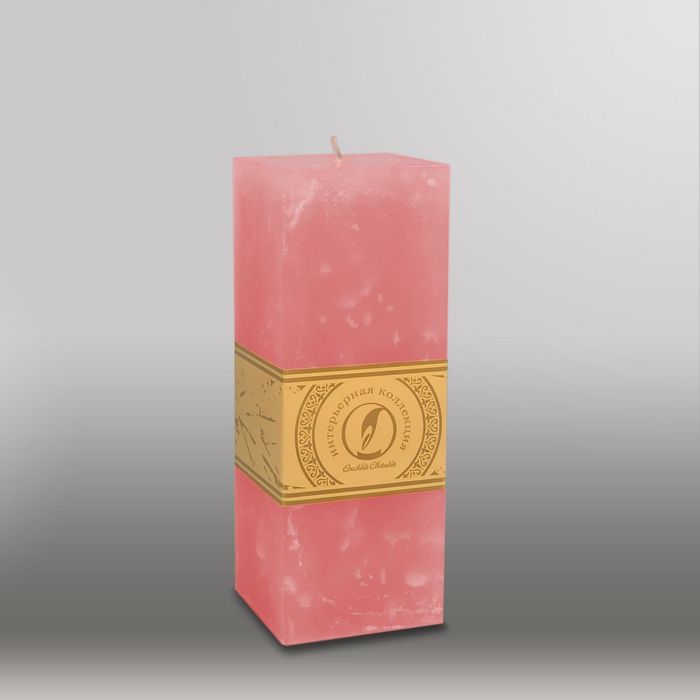 Свеча квадратная призма "Мрамор", 75х75х205мм,  розовый