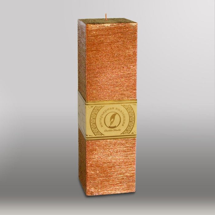 Свеча квадратная призма "Металлик", 75х75х250мм,  бронза