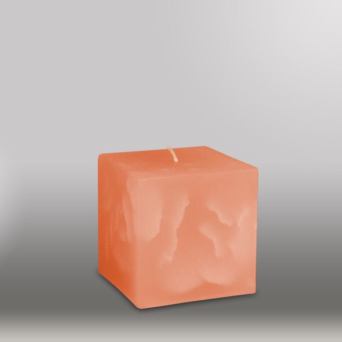 Свеча куб "Мрамор", 75мм,  облепиховый