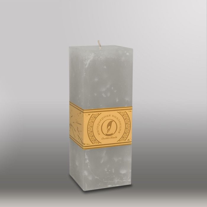 Свеча квадратная призма "Мрамор", 75х75х205мм,  дымчато-голубой