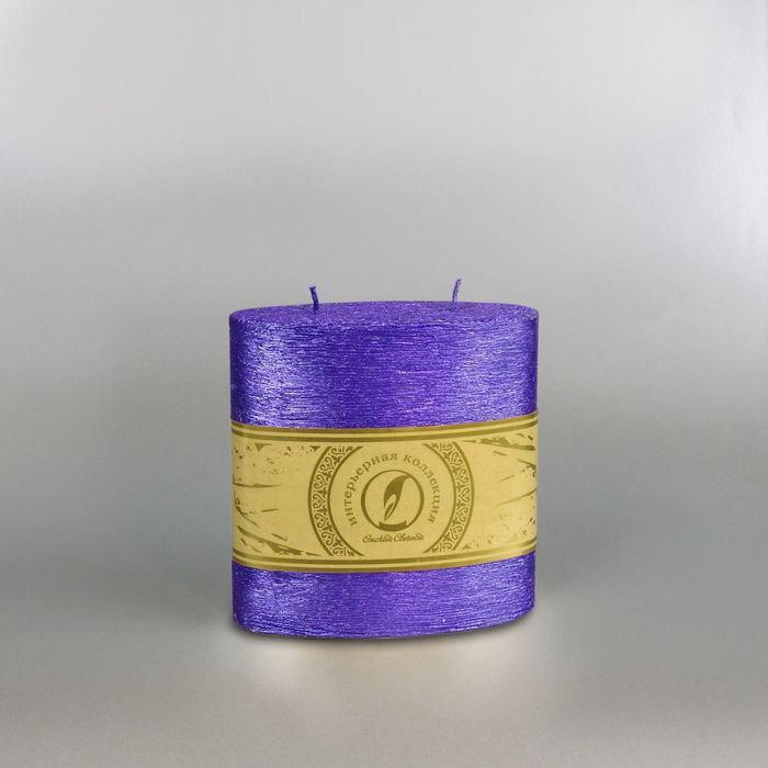 Свеча овальная призма "Металлик", 125х62х125мм,  2 фитиля темно-фиолетовый