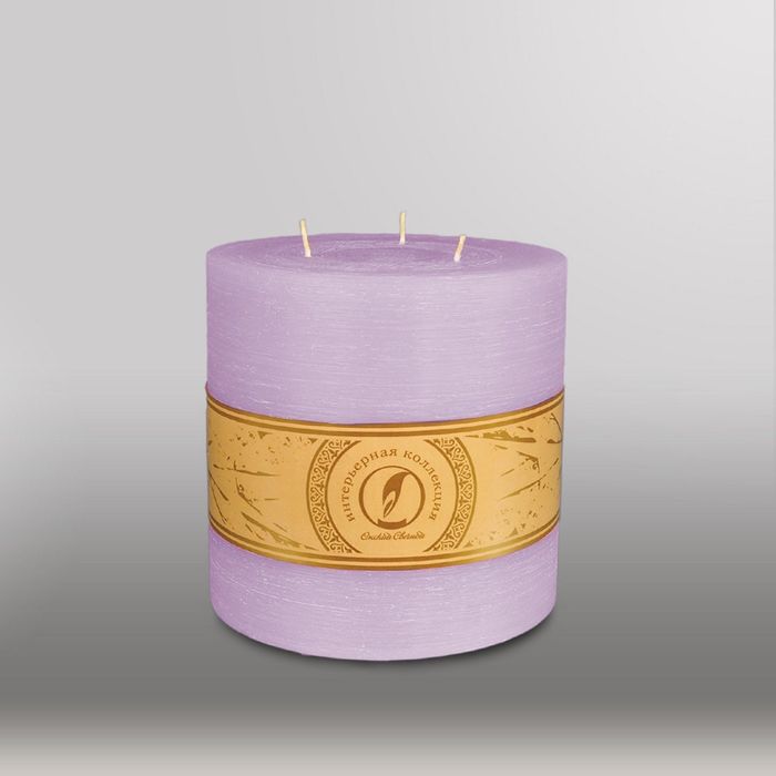 Свеча цилиндр "Рельеф", 150x150мм,  3 фитиля сиреневый